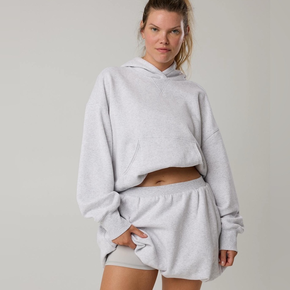 OFFLINE•Aerie Cloud Fleece Bubble Skort•Size XS•Light Heather Grey•NWT